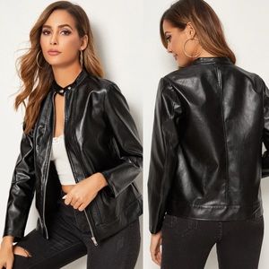 Jackets & Coats - vegan leather moto jacket black 807828 Jackets & Coats - vegan leather moto jacket black 807828